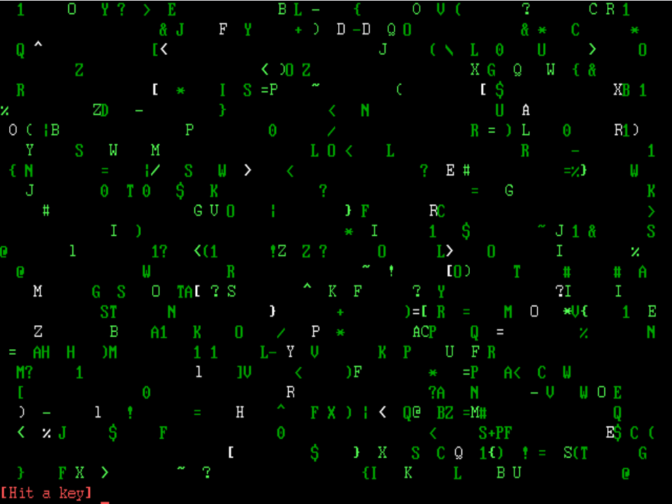 Matrix rain green-on-black login screen